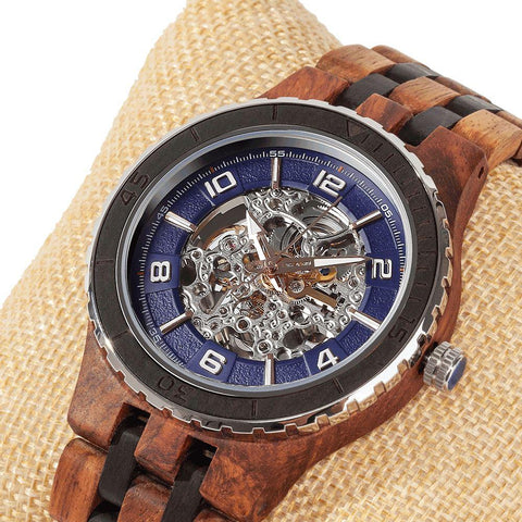 Image of Men's Premium Self-Winding Transparent Body Ambila Ebony Wood Watches wooden watches Wilds Wood 