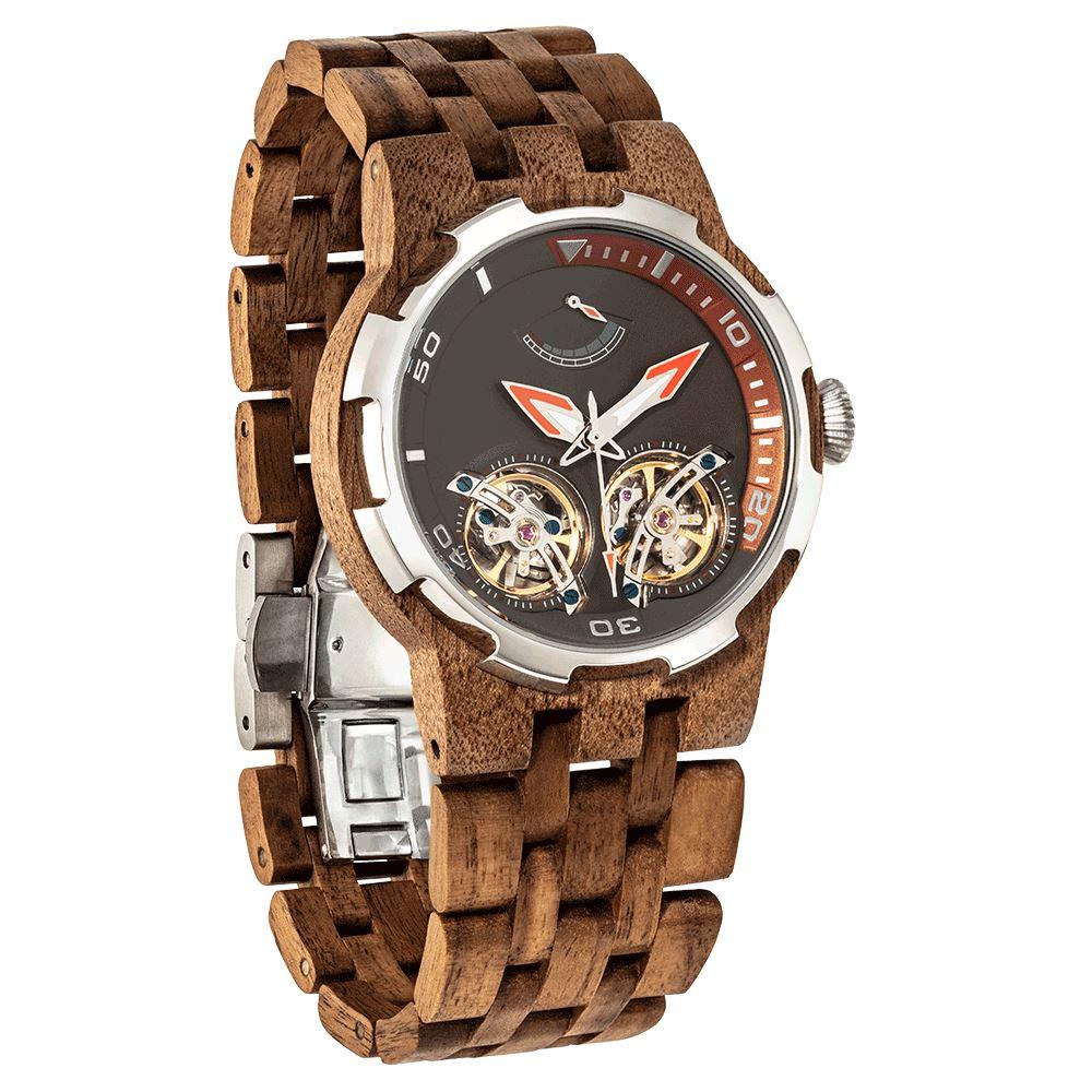 Men's Dual Wheel Automatic Walnut Wood Watch - 2019 Most Popular wooden watches Wilds Wood 