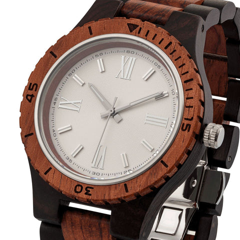 Image of Men's Handcrafted Engraving Ebony & Kosso Wood Watch - Best Gift Idea! wooden watches Wilds Wood 