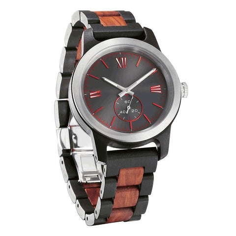 Men's Handcrafted Engraving Ebony & Rose Wood Watch - Best Gift Idea! wooden watches Wilds Wood 