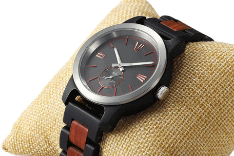 Image of Men's Handcrafted Engraving Ebony & Rose Wood Watch - Best Gift Idea! wooden watches Wilds Wood 