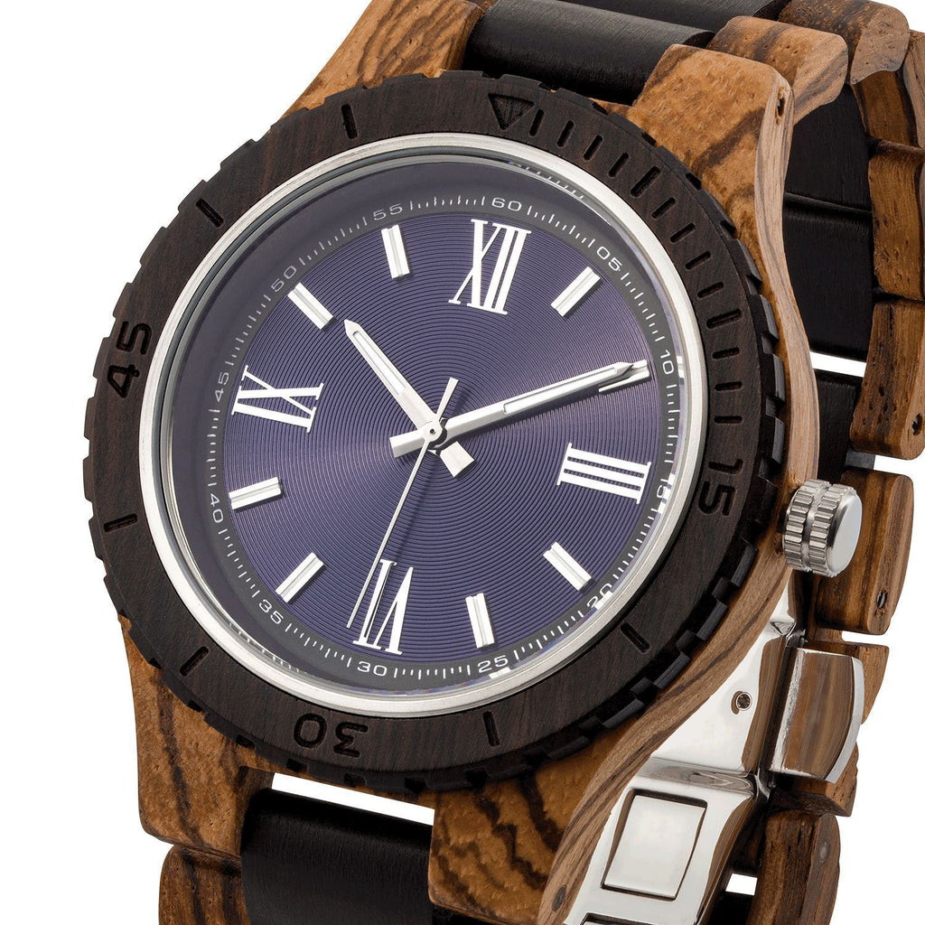 Men's Handcrafted Engraving Zebra & Ebony Wood Watch - Best Gift Idea! wooden watches Wilds Wood 