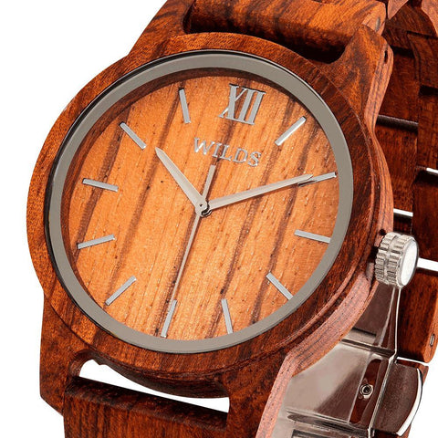 Image of Men's Handmade Engraved Kosso Wooden Timepiece - Personal Message on the Watch wooden watches Wilds Wood 