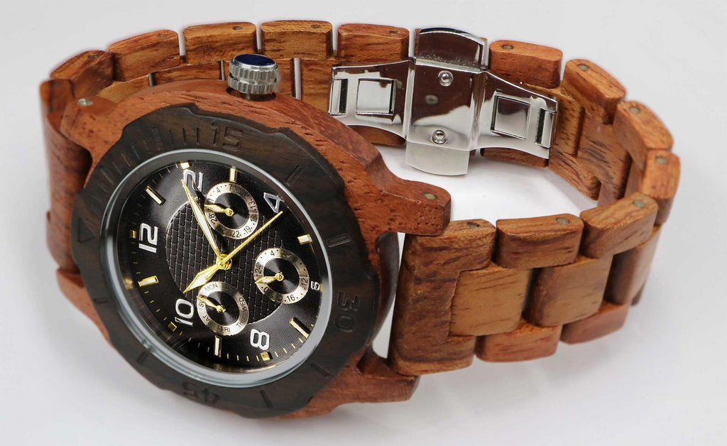 Men's Multi-Function Custom Kosso Wooden Watch - Personalize Your Watch wooden watches Wilds Wood 