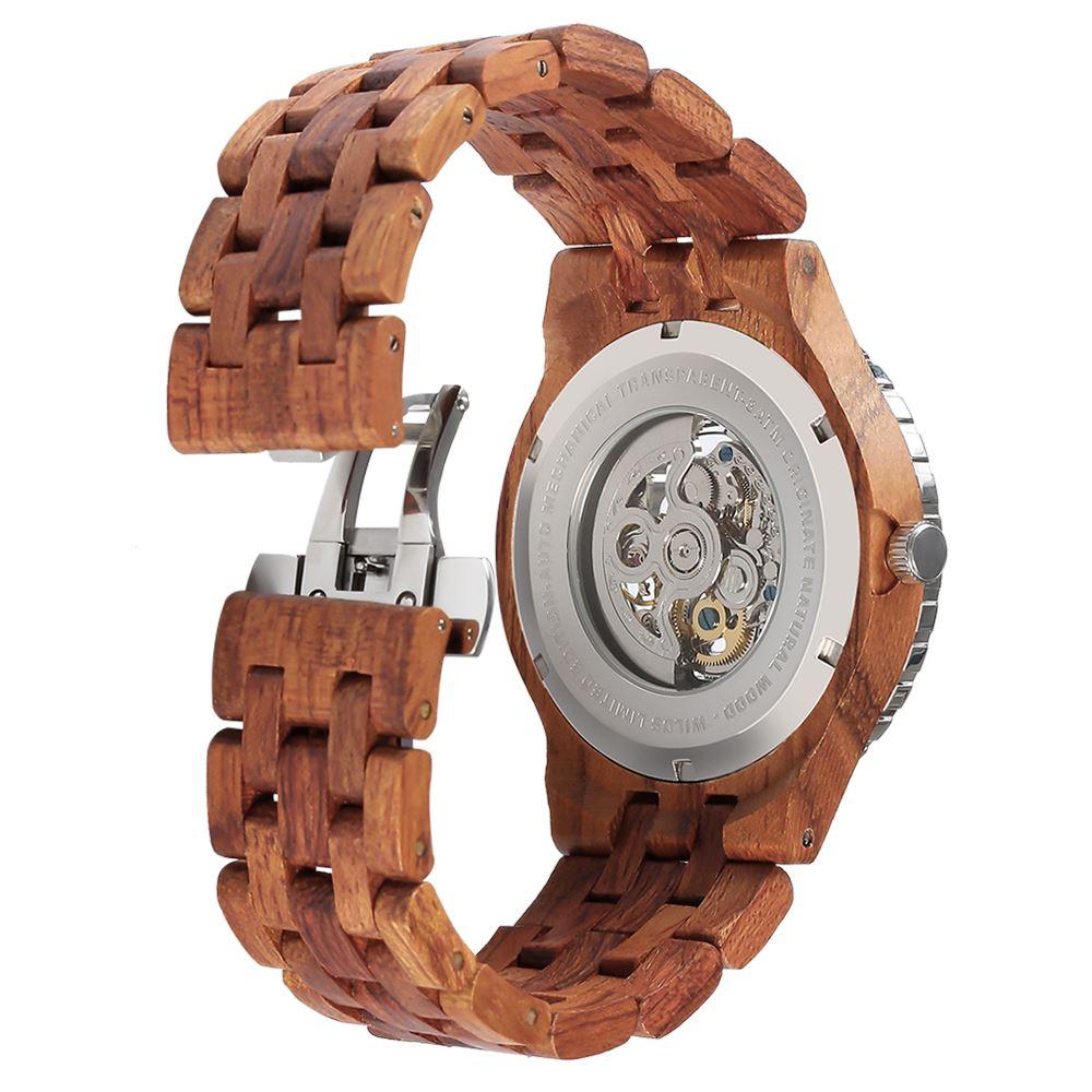 Men's Premium Self-Winding Transparent Body Kosso Wood Watches wooden watches Wilds Wood 